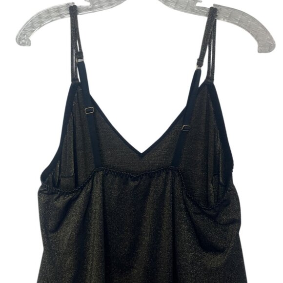 Cacique Cami Top Sleep Shirt Womens Size 14/16 Metallic Black Gold New WOT - Picture 3 of 5